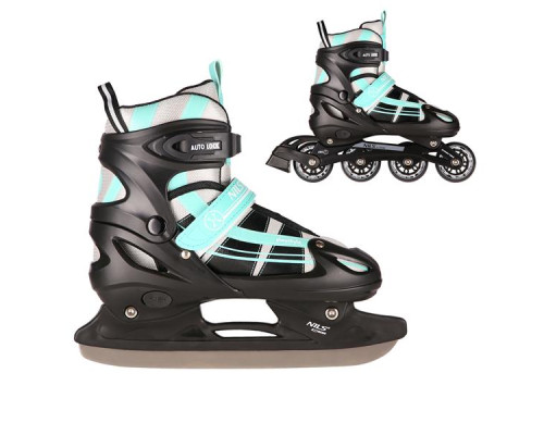 Роликові ковзани 2в1 NILS EXTREME NH18366A розмір M 35-38, чорно-зелені