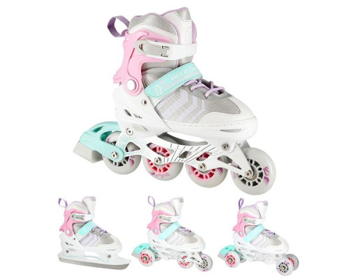 Роликові ковзани 4в1 NILS EXTREME NH18192 розмір M 34-38, біло-рожеві
