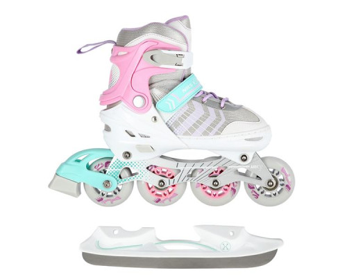 Роликові ковзани 4в1 NILS EXTREME NH18192 розмір M 34-38, біло-рожеві