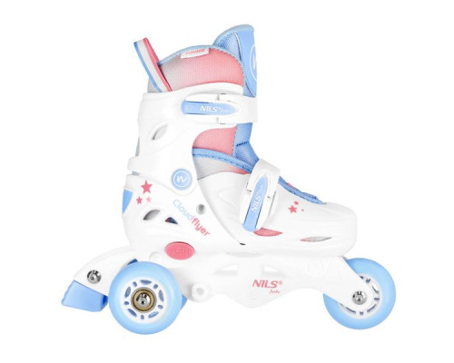 Роликові ковзани NILS FUN NJ1190 розмір S 30-33, біло-блакитні