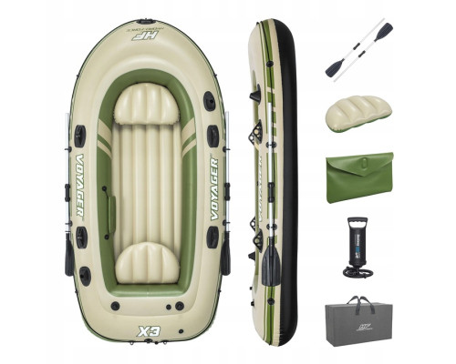 Човен надувний Bestway Voyager X3 Raft 294 х 137 см, зелено-бежевий