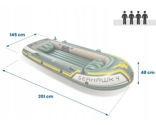 Човен надувний Intex Seahawk 4 351 x 145 x 48 см, зелений