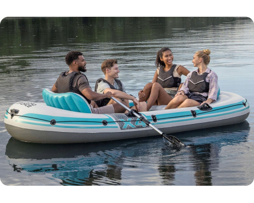 Човен надувний Bestway Hydro-Force Adventure Elite X4 315 х 165 см, блакитно-сірий