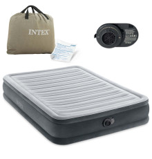 Матрац надувний Intex 67768ND з вбудованим електронасосом 191x137x33 см, сірий