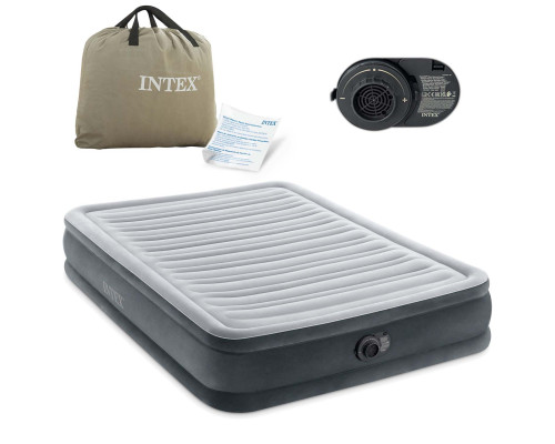 Матрац надувний Intex 67768ND з вбудованим електронасосом 191x137x33 см, сірий