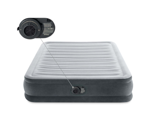 Матрац надувний Intex 67768ND з вбудованим електронасосом 191x137x33 см, сірий