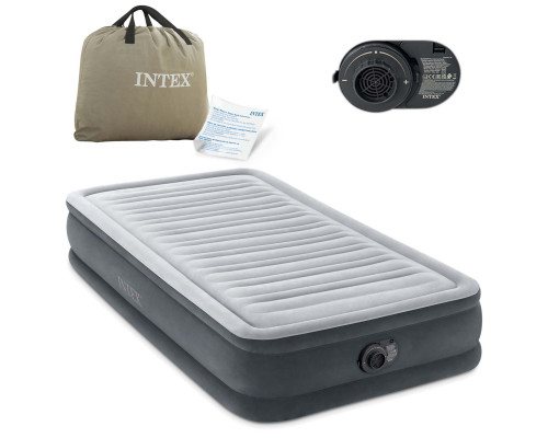 Матрац надувний Intex 67766ND з вбудованим електронасосом 191x99x33 см, сірий