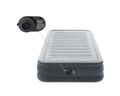 Матрац надувний Intex 67766ND з вбудованим електронасосом 191x99x33 см, сірий