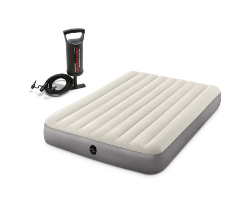 Матрац надувний Intex 64103 з насосом 203х152х25 см, сірий