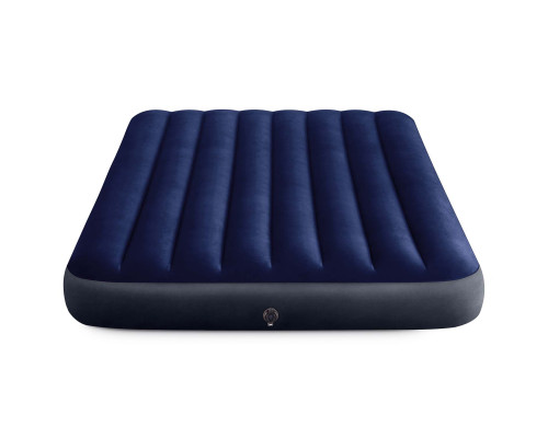 Матрац надувний Intex 64758 з насосом 191х137х25 см, чорно-синій