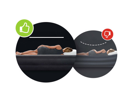 Матрац надувний Intex 64758 з насосом 191х137х25 см, чорно-синій