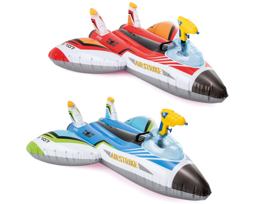 Пліт надувний з водяним пістолетом INTEX 57536 Літак блакитний, 117 х 117 см