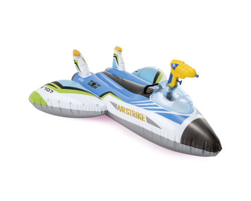 Пліт надувний з водяним пістолетом INTEX 57536 Літак блакитний, 117 х 117 см