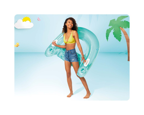 Крісло надувне з ручками та тримачами для напоїв INTEX 58859 блакитне, 147 x 99 см