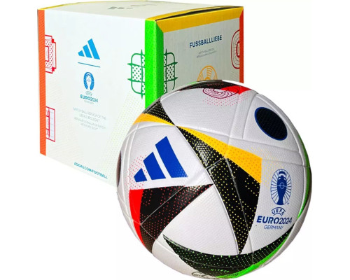 М'яч футбольний Adidas Euro24 Fussballliebe IN9369 розмір 5, чорно-білий М'яч футбольний Adidas Euro24 Fussballliebe IN9369 розмір 5, чорно-білий