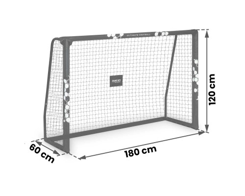 Ворота футбольні Neo-Sport NS-462 180 x 120 x 60 см, чорно-білі