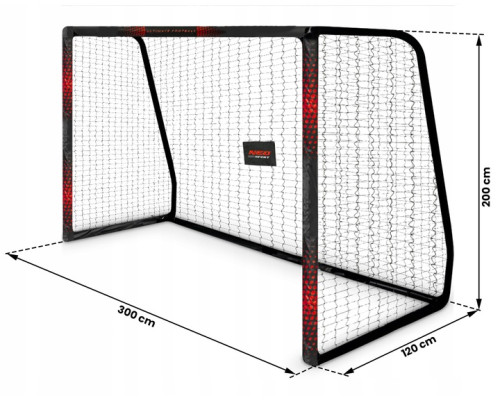 Ворота футбольні Neo‑Sport Dots NS‑473 300 х 200 х 120 см, чорно-червоні