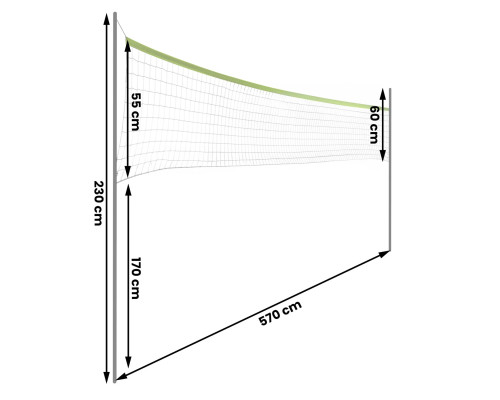 Сітка та рамка для волейболу та бадмінтону 570 см