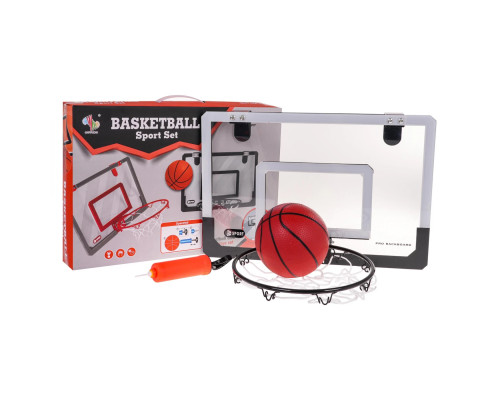 Щит баскетбольний Ramiz AT-828 45,5 x 30,5 см, м'яч + насос, чорно-сірий