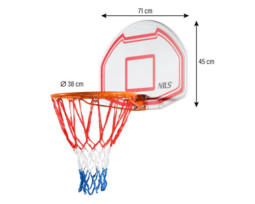Щит баскетбольний NILS TDK009 71 х 45 см, червоно-білий