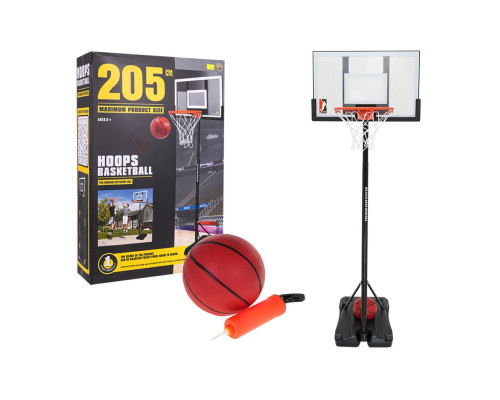 Стійка баскетбольна Ramiz 666-E7 205 см, м'яч + насос, чорно-біла