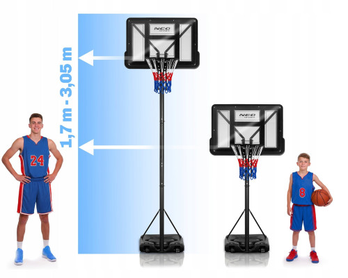 Стійка для баскетболу Neo‑Sport NS‑283 170-305 см, чорна