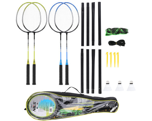 Набір для бадмінтону NILS NRZ01 + 4 ракетки + 3 м'ячі + сітка 195 x 22см + чохол