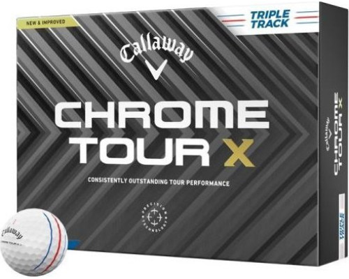 М'ячі для гольфу Callaway Chrome Tour X Triple Track 12 шт, білі М'ячі для гольфу Callaway Chrome Tour X Triple Track 12 шт, білі