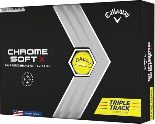М'ячі для гольфу Callaway Chrome Soft X Triple Track 12 шт, жовті М'ячі для гольфу Callaway Chrome Soft X Triple Track 12 шт, жовті