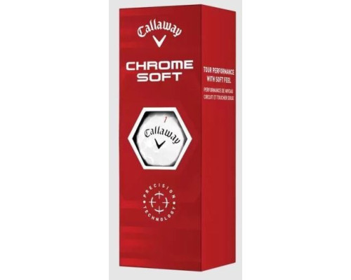 М'ячі для гольфу Callaway Chrome Soft 2022 3 шт, білі М'ячі для гольфу Callaway Chrome Soft 2022 3 шт, білі