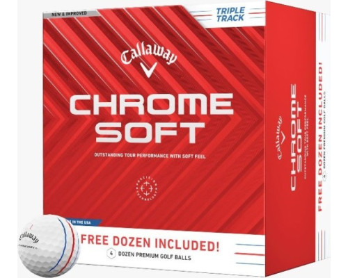 М'ячі для гольфу Callaway Chrome Soft Triple Track 2024 12 шт, білі М'ячі для гольфу Callaway Chrome Soft Triple Track 2024 12 шт, білі