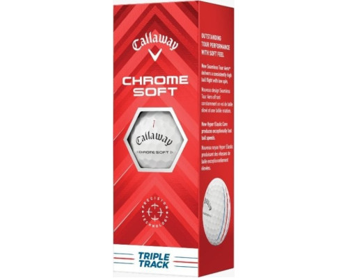 М'ячі для гольфу Callaway Chrome Soft Triple Track 2024 12 шт, білі М'ячі для гольфу Callaway Chrome Soft Triple Track 2024 12 шт, білі