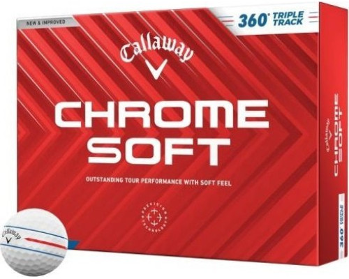 М'ячі для гольфу Callaway Chrome Soft 360 Triple Track 2024 12 шт, білі М'ячі для гольфу Callaway Chrome Soft 360 Triple Track 2024 12 шт, білі