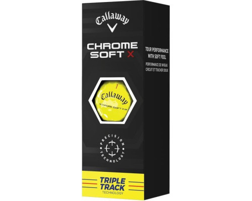 М'ячі для гольфу Callaway Chrome Soft X Triple Track 3 шт, жовті М'ячі для гольфу Callaway Chrome Soft X Triple Track 3 шт, жовті