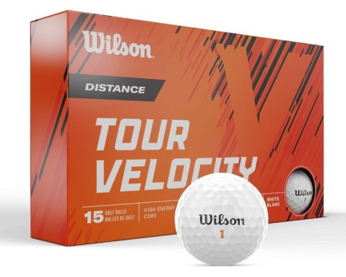 М'ячі для гольфу Wilson Tour Velocity Distance 15 шт, білі М'ячі для гольфу Wilson Tour Velocity Distance 15 шт, білі