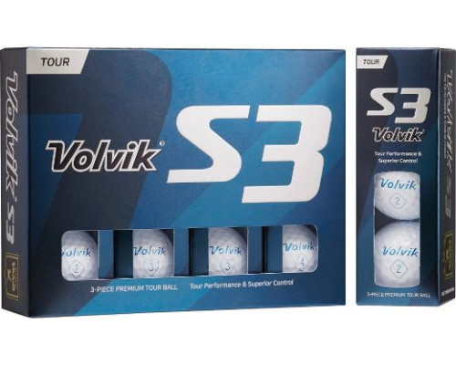 М'ячі для гольфу Volvik Tour S3 12 шт, білі М'ячі для гольфу Volvik Tour S3 12 шт, білі