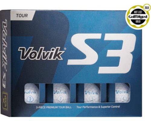 М'ячі для гольфу Volvik Tour S3 12 шт, білі М'ячі для гольфу Volvik Tour S3 12 шт, білі