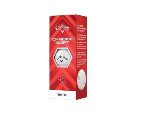 М'ячі для гольфу Callaway Chrome Soft 2024 3 шт, білі М'ячі для гольфу Callaway Chrome Soft 2024 3 шт, білі