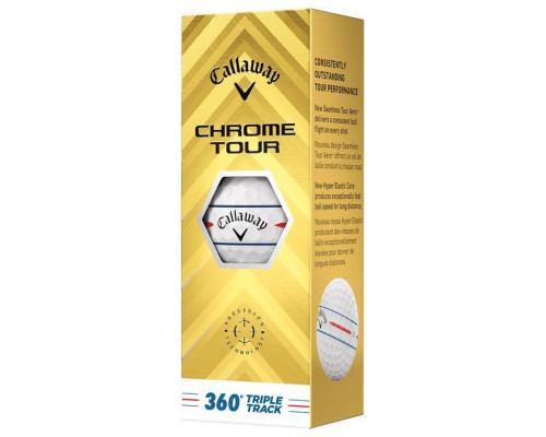 М'ячі для гольфу Callaway Chrome Tour TripleTrack 360 12 шт, білі М'ячі для гольфу Callaway Chrome Tour TripleTrack 360 12 шт, білі