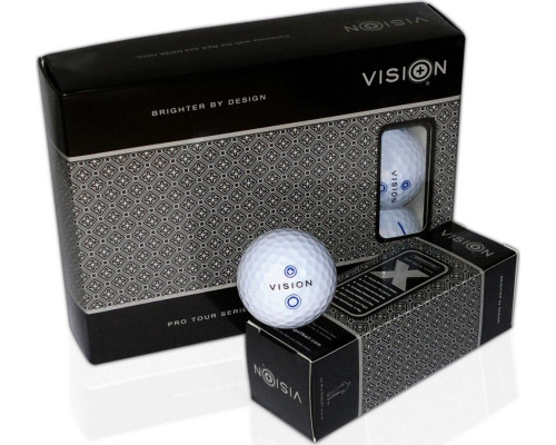 М'ячі для гольфу Vision PRO-TOUR X * WJB 12 шт, біло-сині М'ячі для гольфу Vision PRO-TOUR X * WJB 12 шт, біло-сині