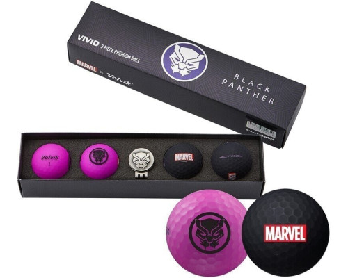 М'ячі для гольфу Volvik Marvel Black Panther 4 шт, чорно-фіолетові