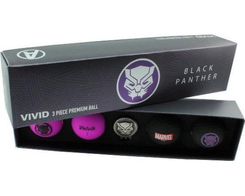 М'ячі для гольфу Volvik Marvel Black Panther 4 шт, чорно-фіолетові