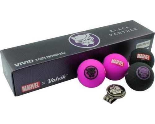 М'ячі для гольфу Volvik Marvel Black Panther 4 шт, чорно-фіолетові