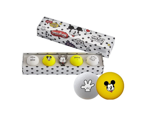М'ячі для гольфу Volvik Disney Mickey 4 шт, сіро-жовті М'ячі для гольфу Volvik Disney Mickey 4 шт, сіро-жовті
