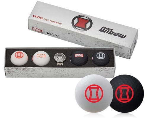 М'ячі для гольфу Volvik Marvel BLACK WIDOW 4 шт, чорно-сірі