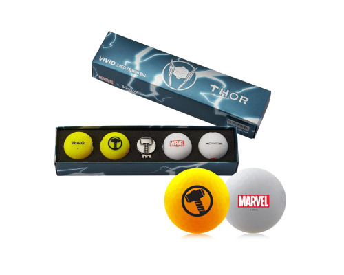 М'ячі для гольфу Volvik Marvel Thor 4 шт, сіро-жовті