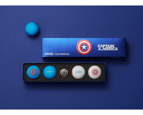 М'ячі для гольфу Volvik Marvel Capitan America 4 шт, блакитно-сірі