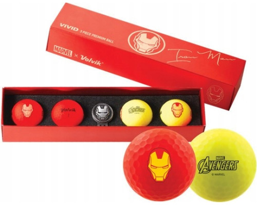 М'ячі для гольфу Volvik Marvel Iron Man 4 шт, червоно-жовті