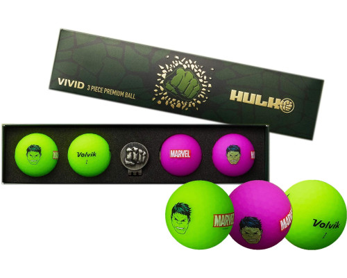 М'ячі для гольфу Volvik Marvel Hulk 4 шт, зелено-фіолетові