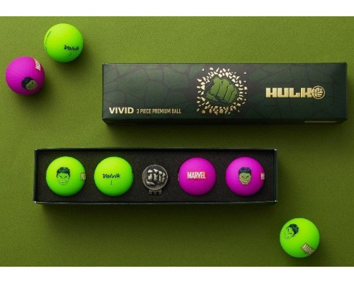 М'ячі для гольфу Volvik Marvel Hulk 4 шт, зелено-фіолетові